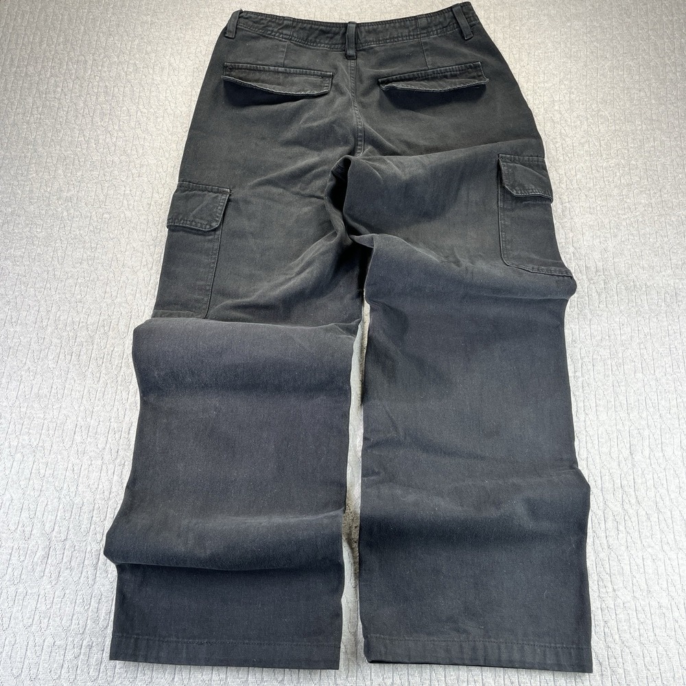 Zara cargo high rise baggy straight leg loose Women 4/26X28 black‎ dress pants